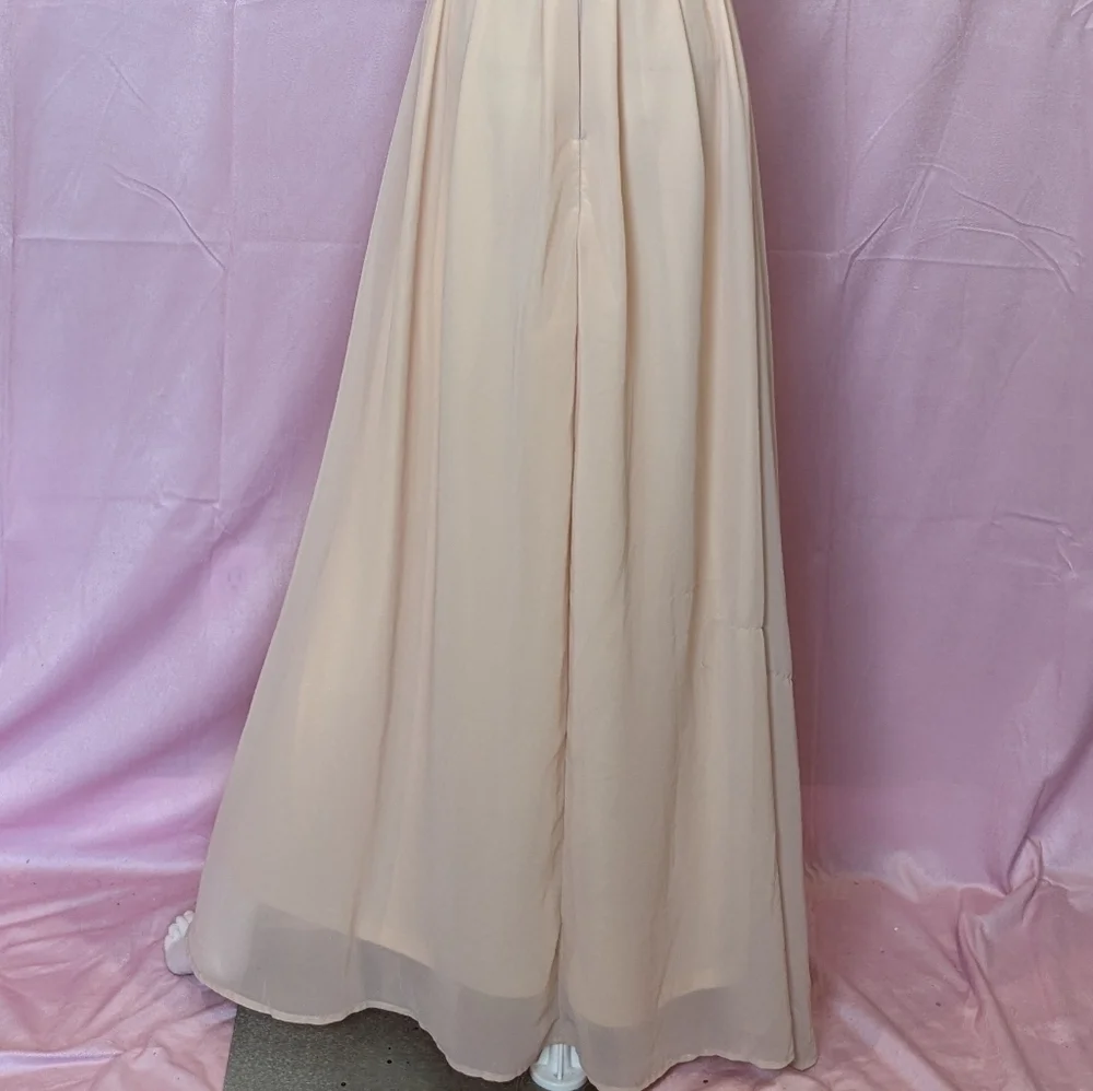 AX Paris Pale Pink Lace Bodice Chiffon Prom Evening Formal Dress size 10